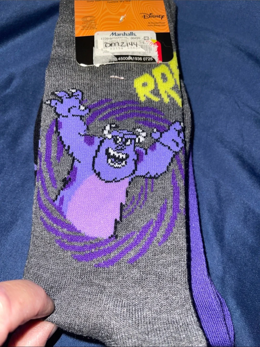 Pixar Men's Crew Socks - Purple Mike Wazowski Horror Graphic